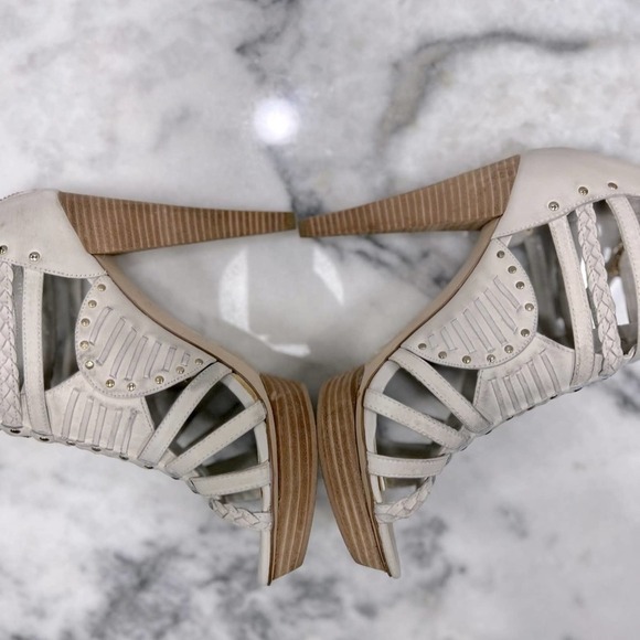 ALDO Braided Strappy Open Toe Leather Braided Platform Heels Bohemian Size 9/40 - Picture 6 of 8